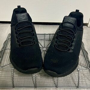 Skechers Slip Resistant Air-Cooled MemoryFoam Relaxed Fit Black Mesh Sneakers